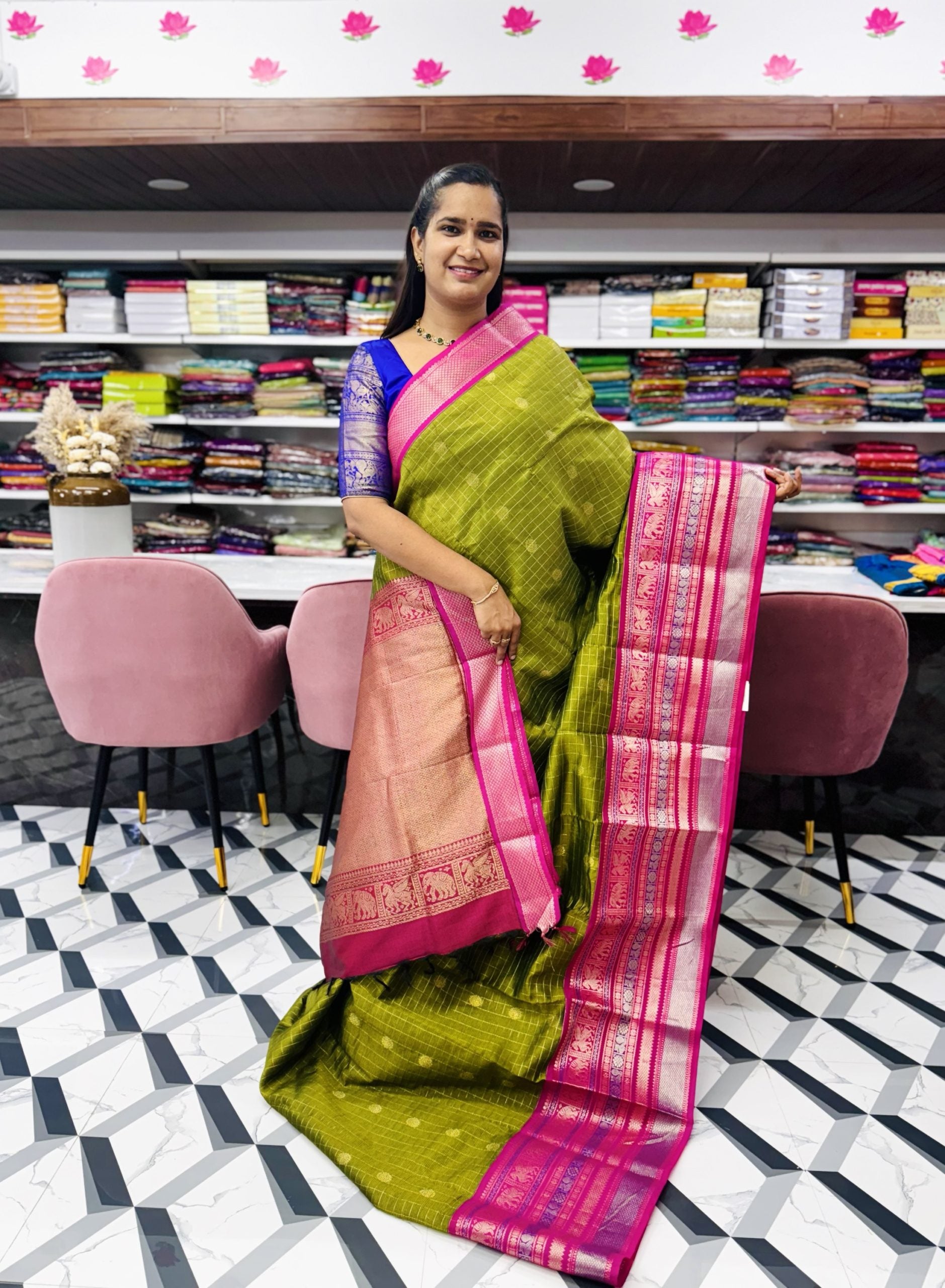 Green Mangalagiri Saree