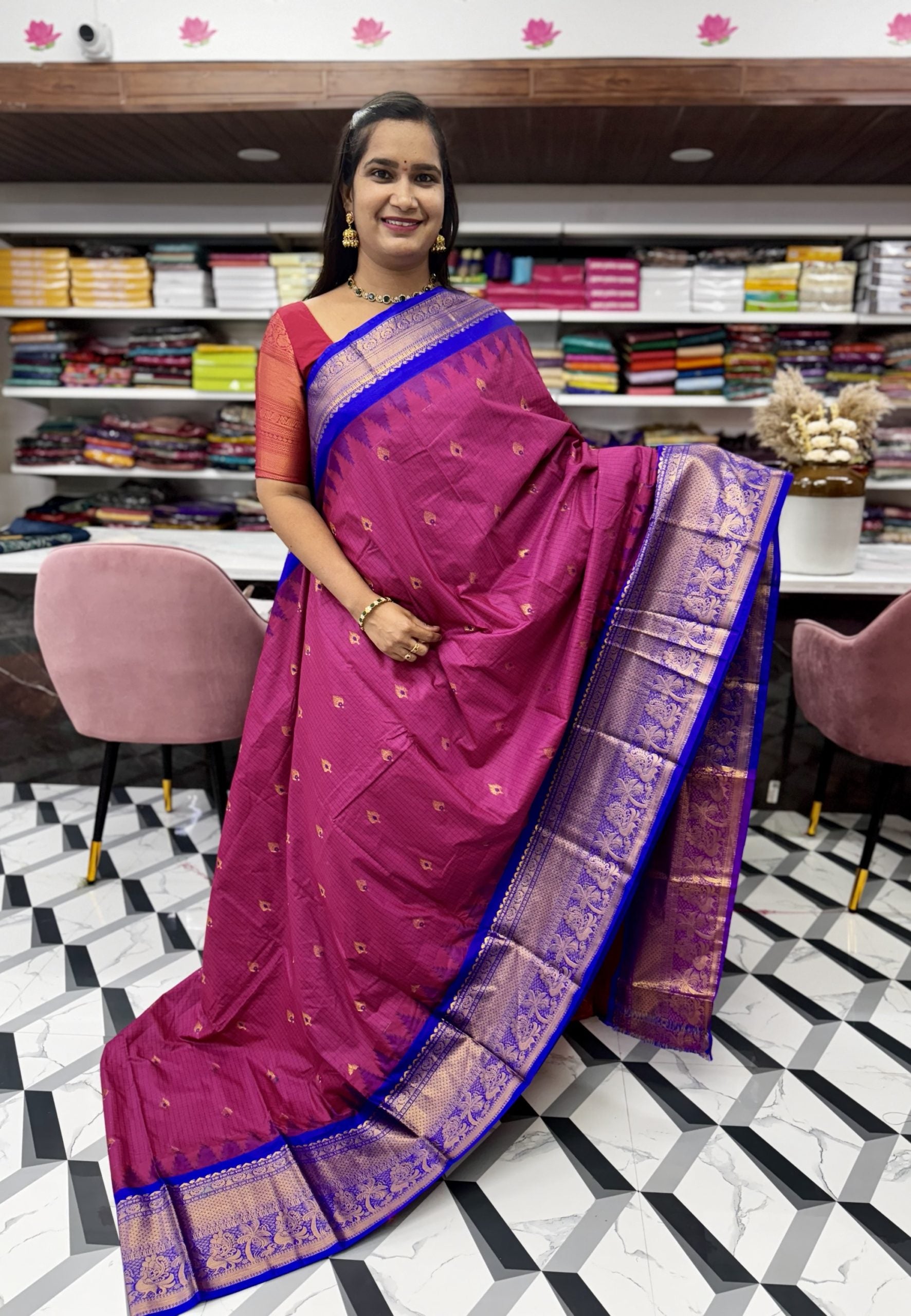 Pink Semi Gadwal Saree