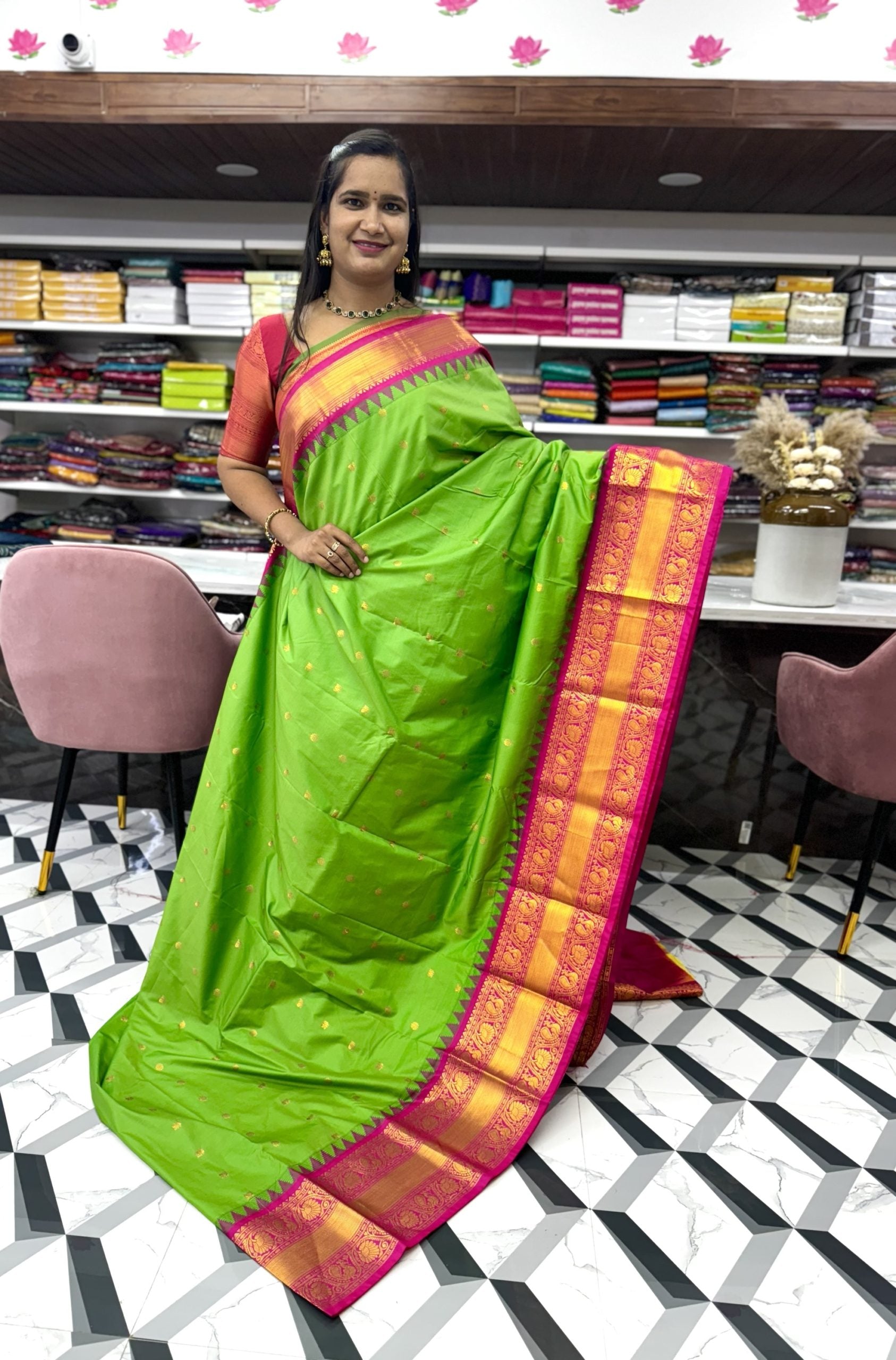 Green Semi Gadwal Saree