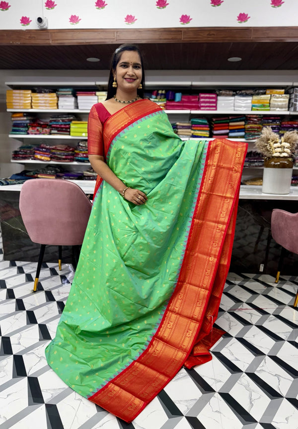Green Semi Gadwal Saree