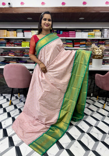 Baby Pink Semi Gadwal Saree
