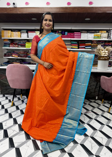 Orange Semi Gadwal Saree