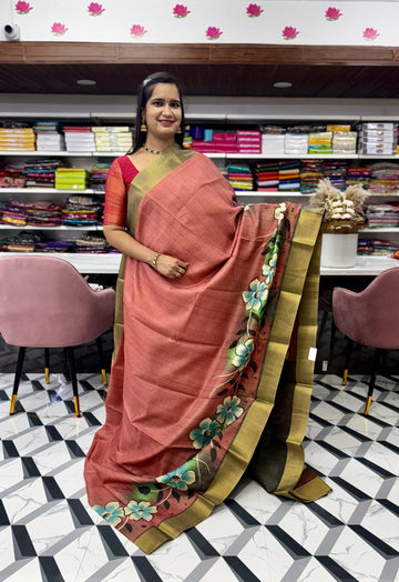 Brown Fancy Tussar Saree