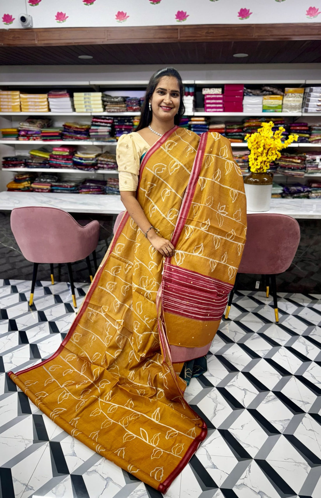 Yellow Fancy Chanderi Saree