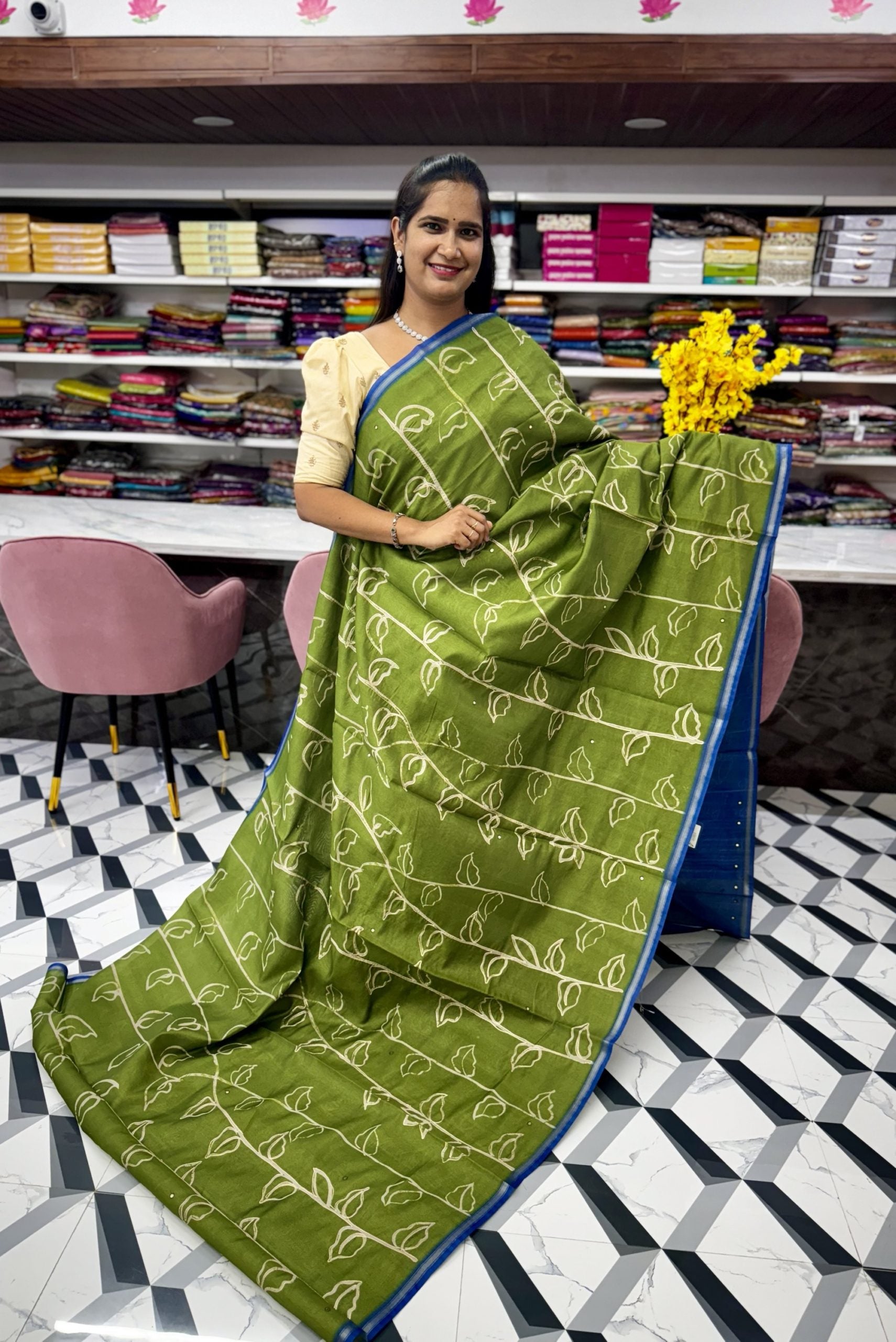 Green Fancy Chanderi Saree