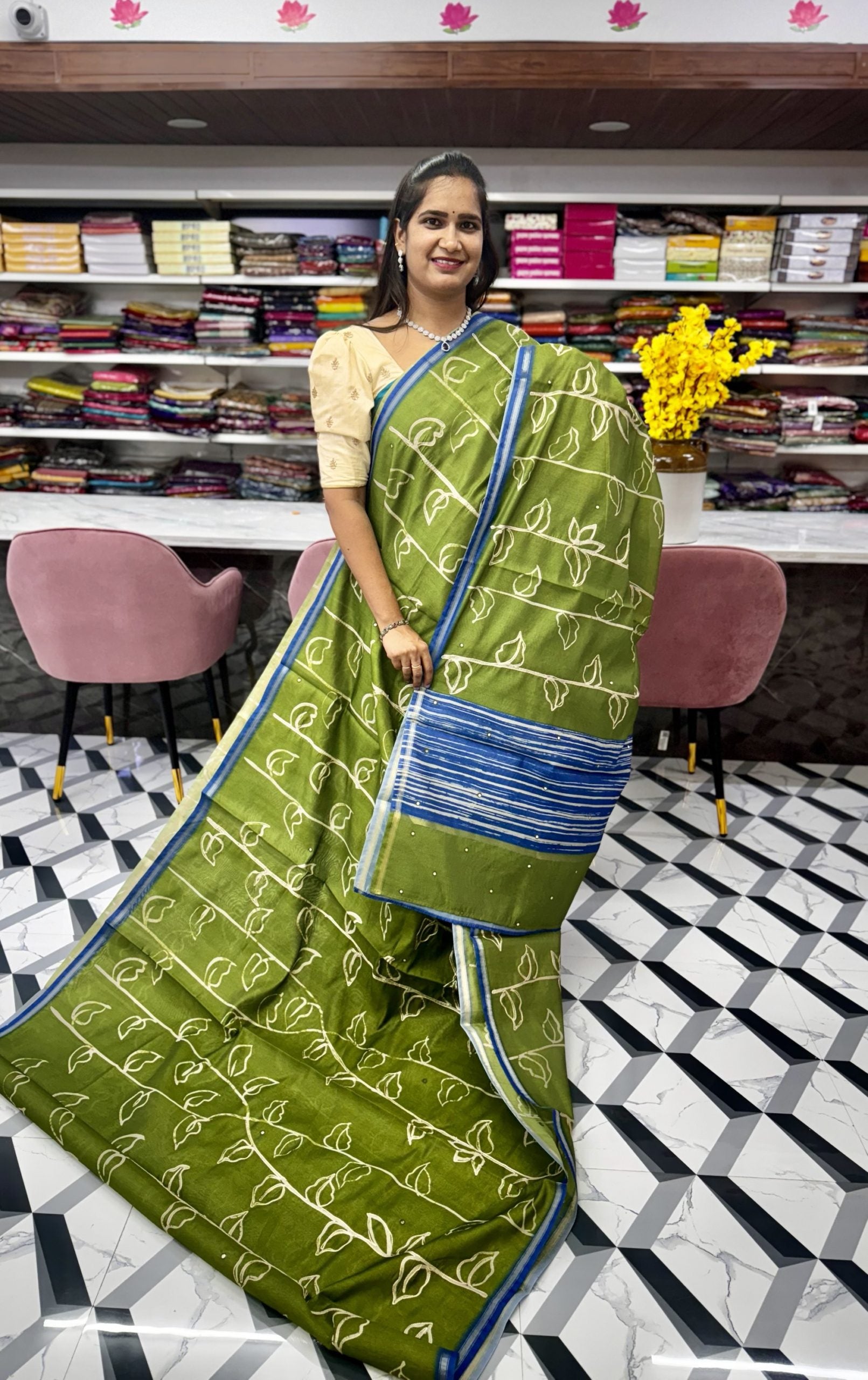 Green Fancy Chanderi Saree