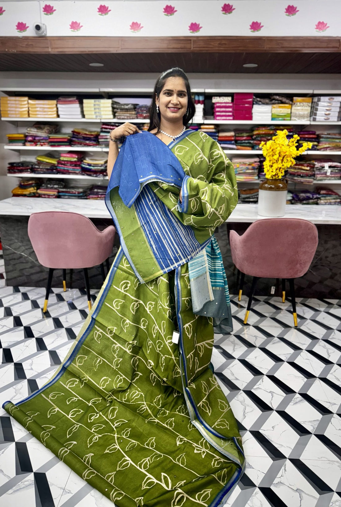 Green Fancy Chanderi Saree