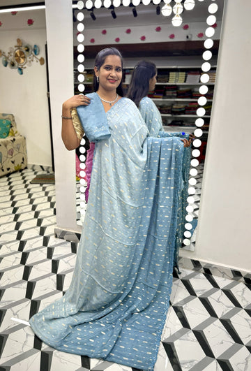Dual Shaded Mirror Work Saree