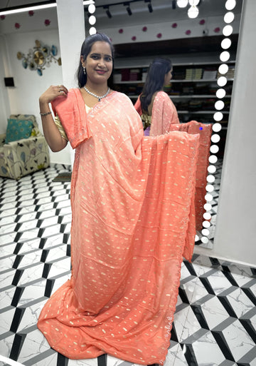 Dual Shaded Mirror Work Saree