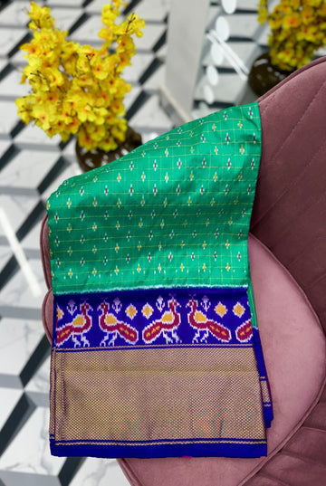 Sea green Pure Handloom Ikkat Patola Saree