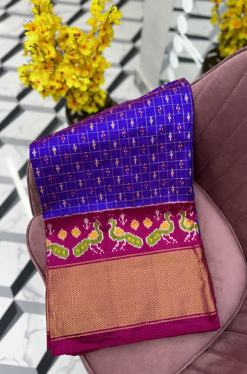 Purple Pure Handloom Ikkat Patola Saree