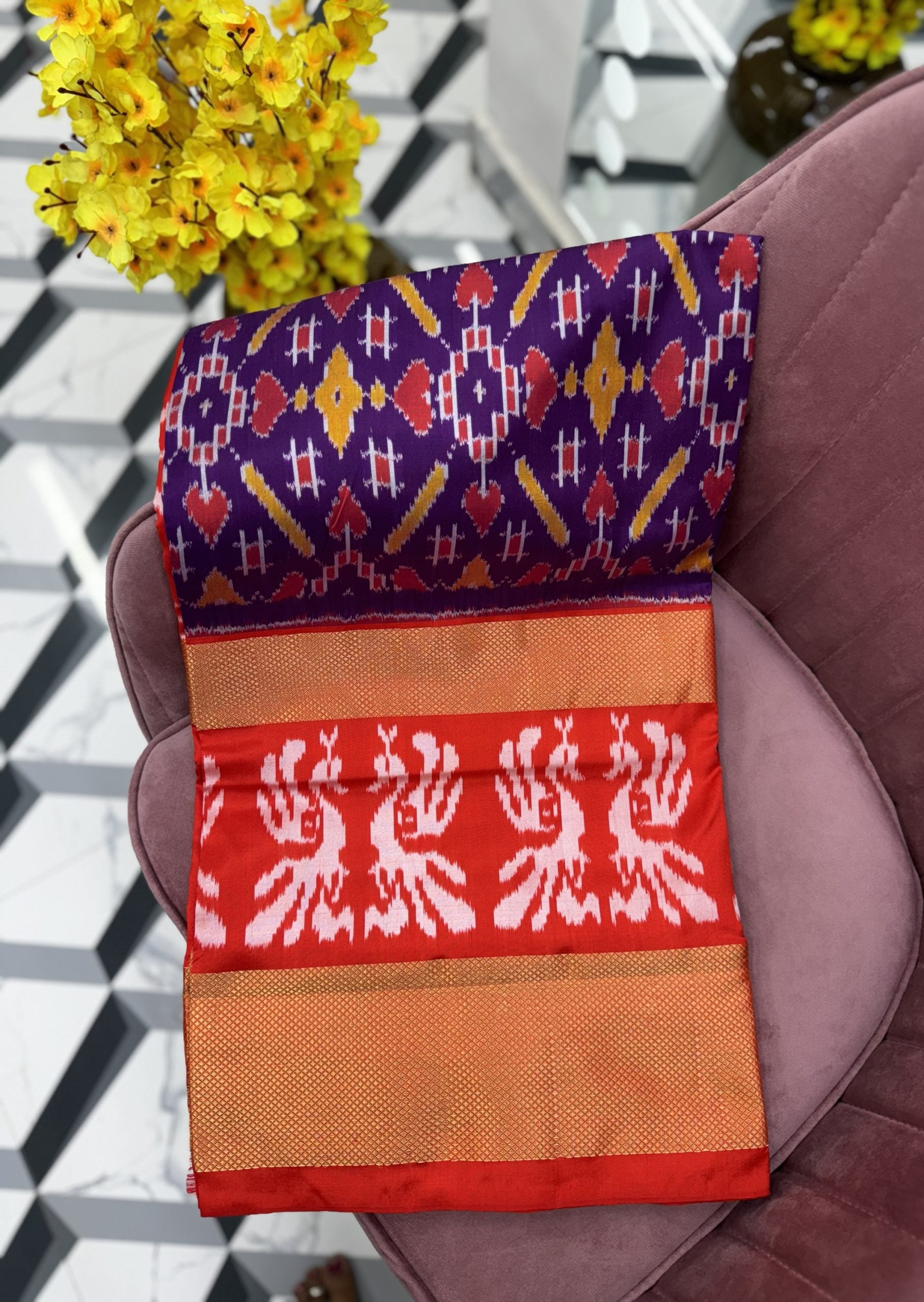 Purple Pure Handloom Ikkat Patola Saree