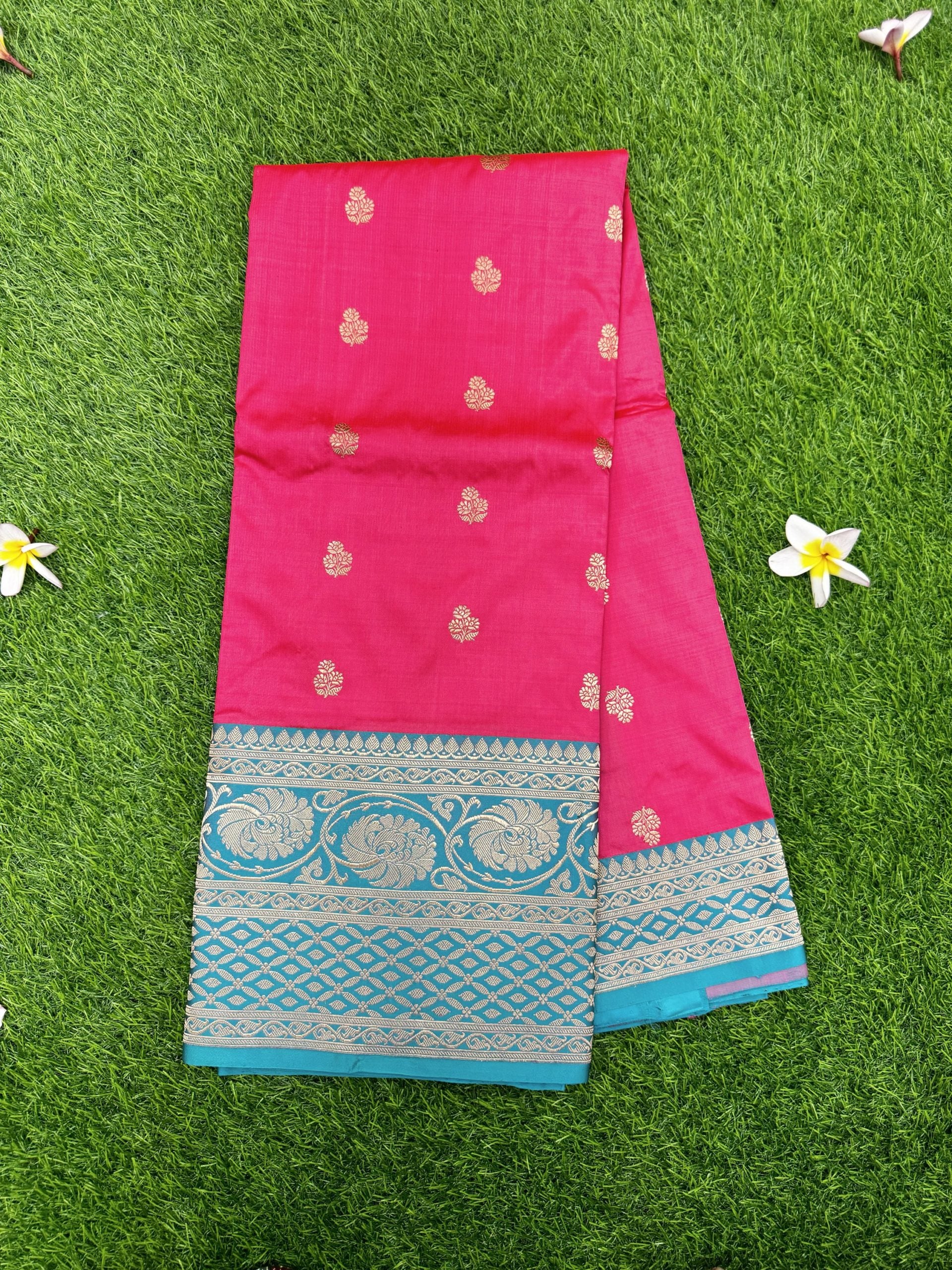 Peach Pink Katan Banaras Saree