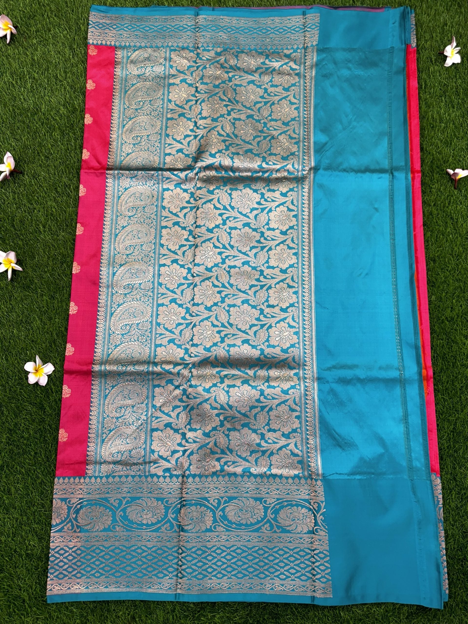 Peach Pink Katan Banaras Saree