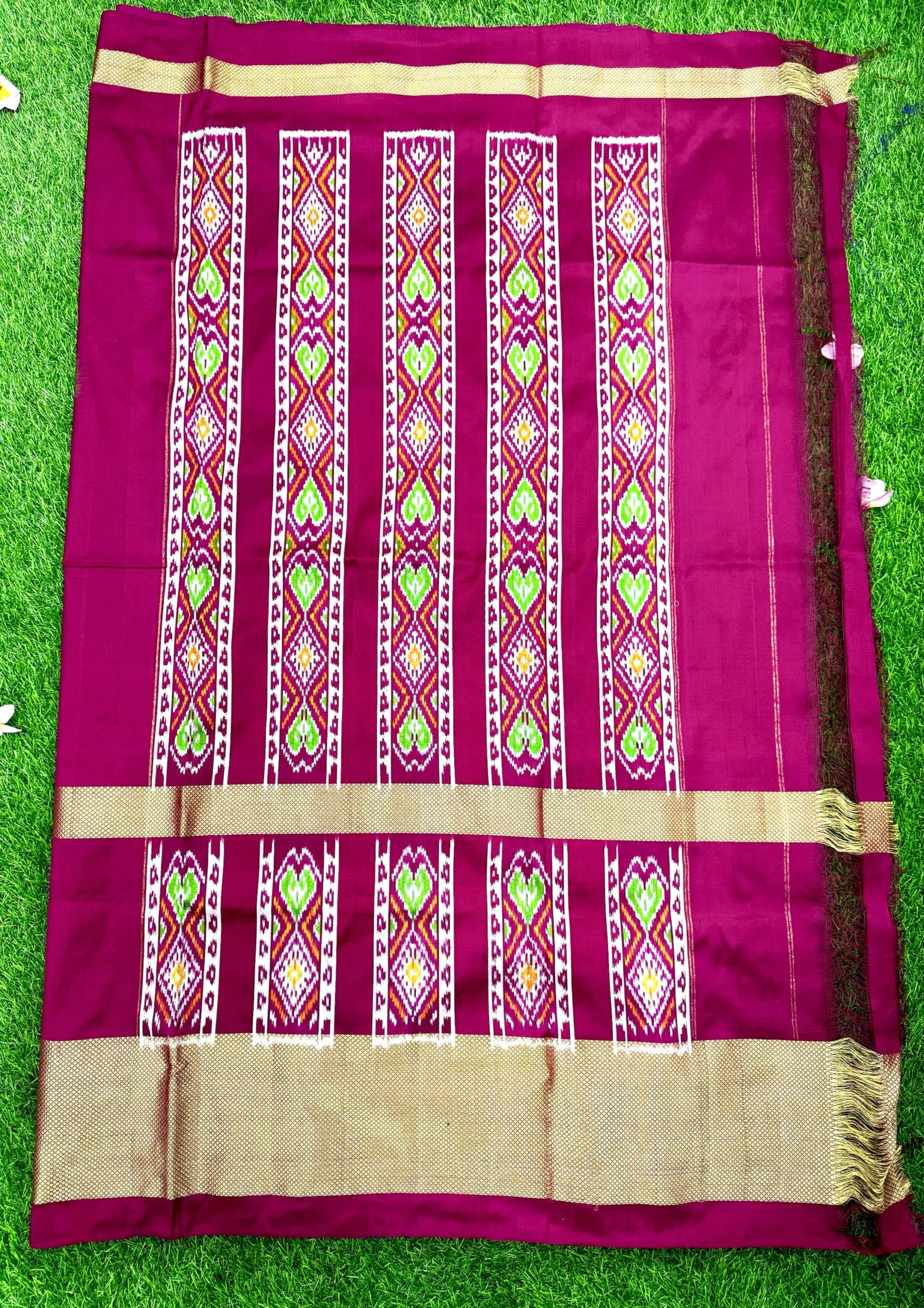 Sea green Pure Handloom Ikkat Patola Saree