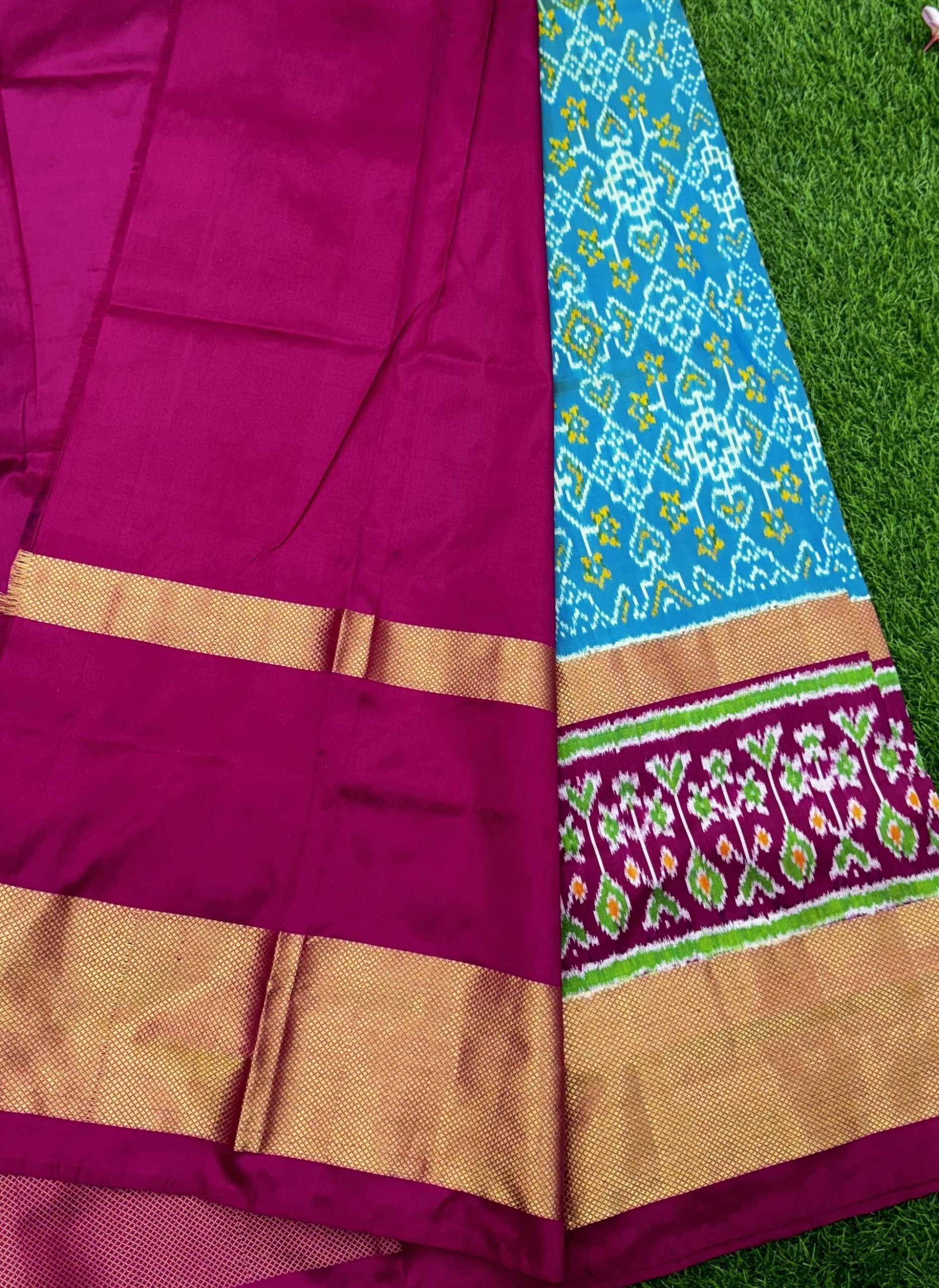 Sea green Pure Handloom Ikkat Patola Saree