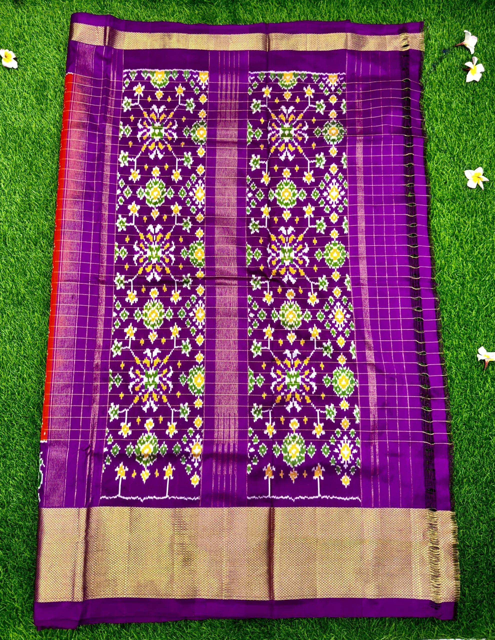 Orange Pure Handloom Ikkat Patola Saree