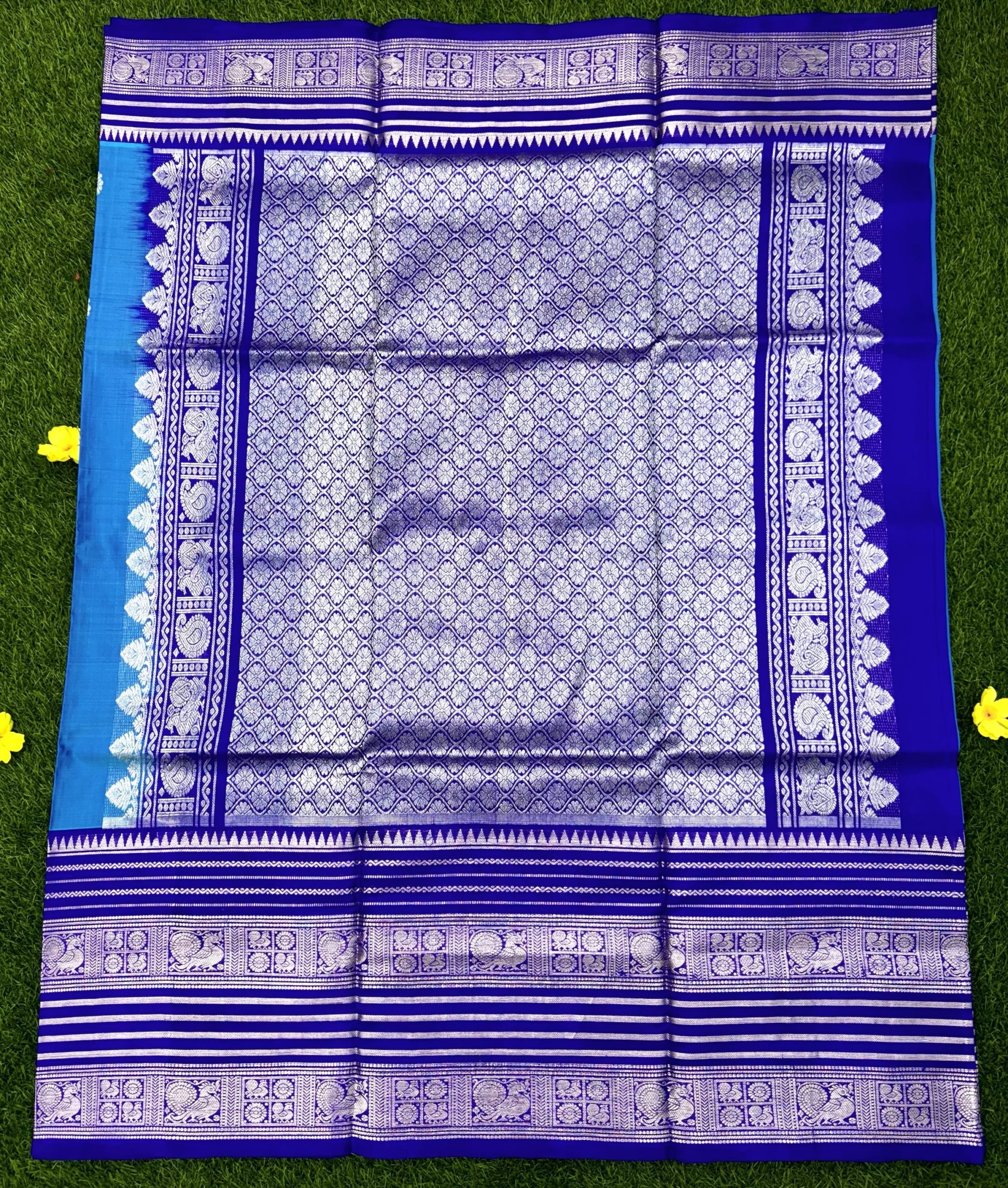 Royal Blue Pure Handloom Venkatagiri Pattu