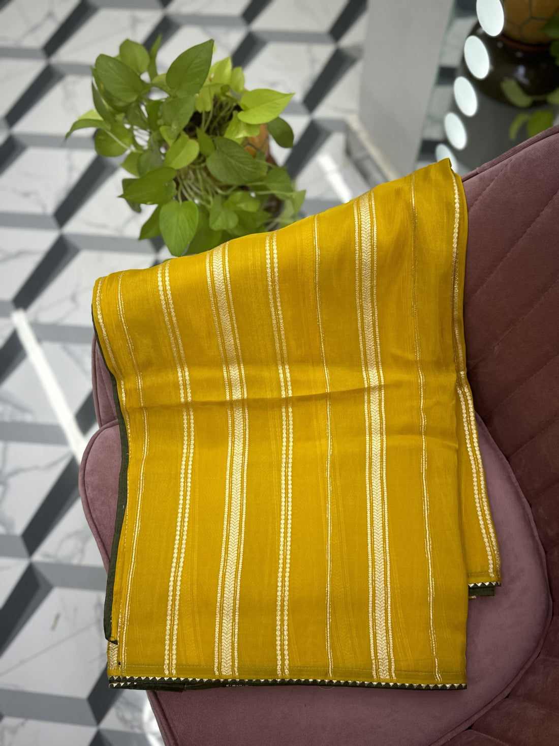 Yellow Premium Organza Saree