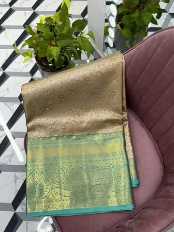 Golden Semi Kanchi Saree