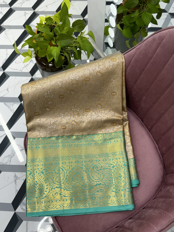 Golden Semi Kanchi Saree