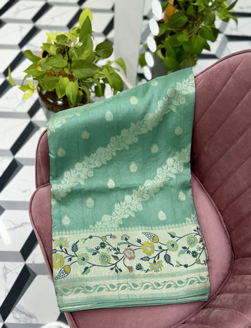 Sea Green Munga Tussar Saree