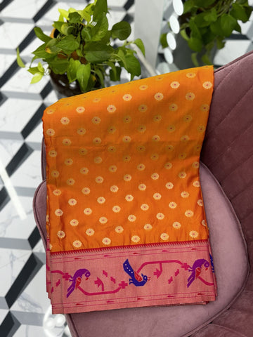 Orange Semi Pythani Saree