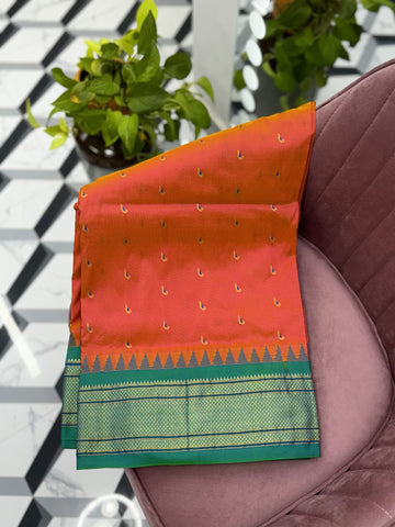 Orange Semi Narayanpet Saree