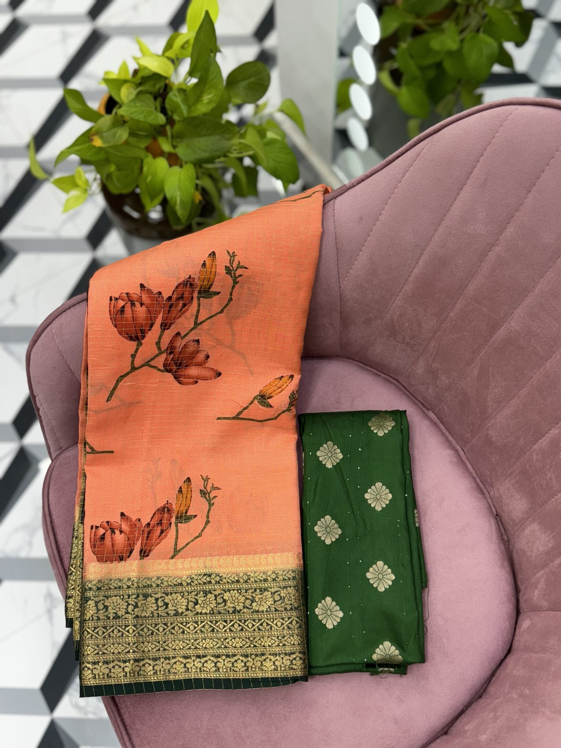 Orange Mysore Silk Saree