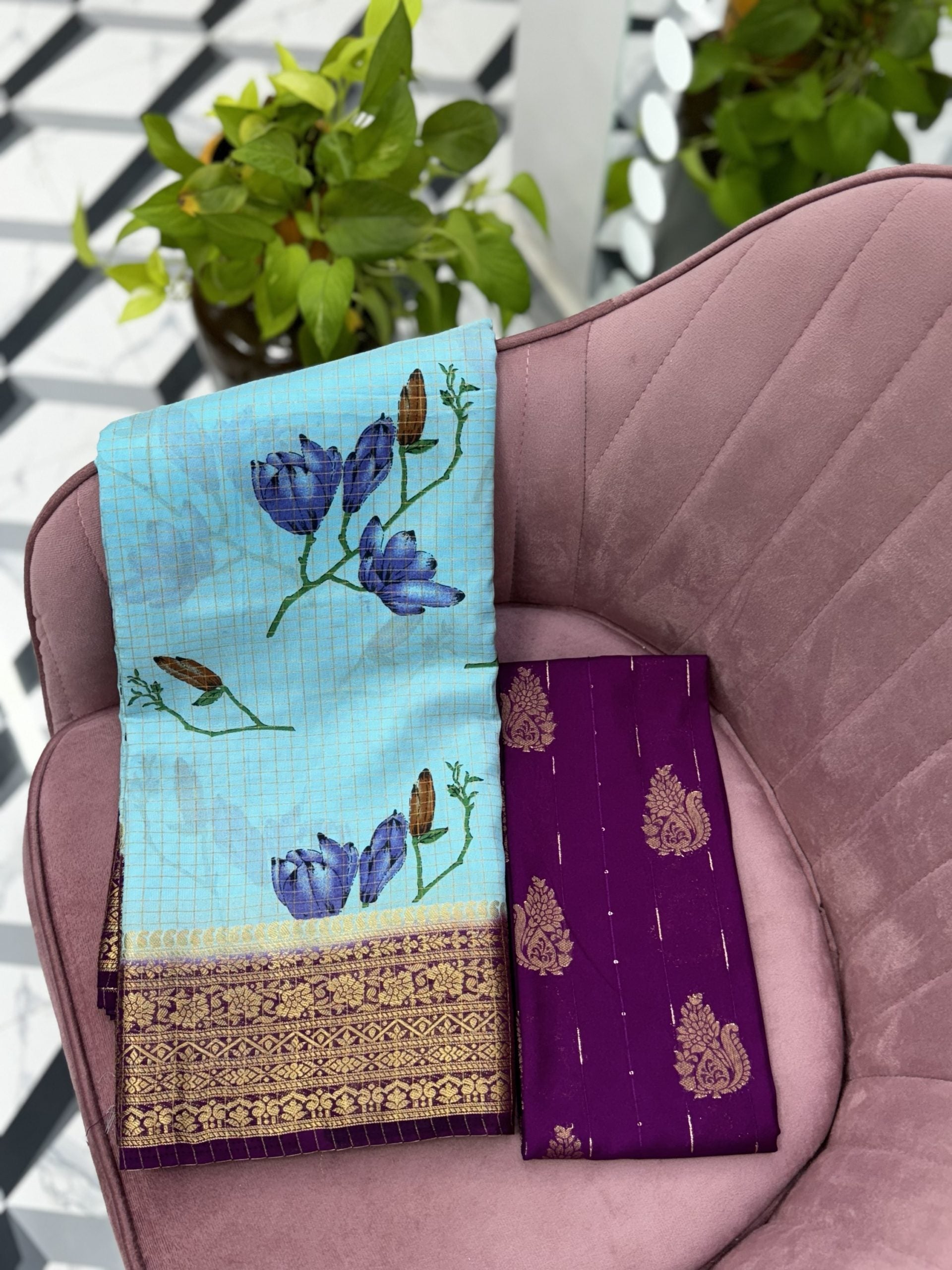 Skyblue Mysore Silk Saree