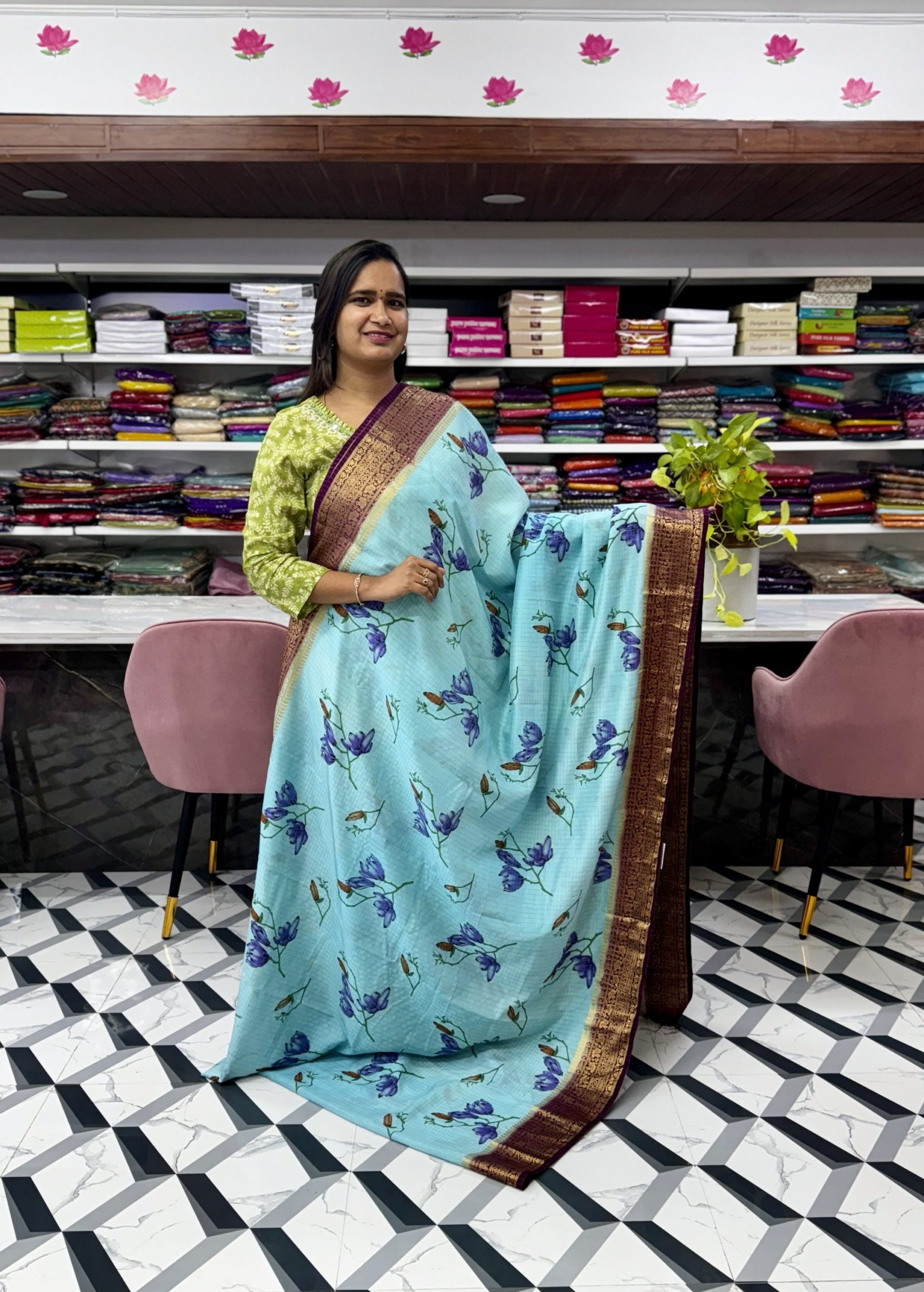 Skyblue Mysore Silk Saree