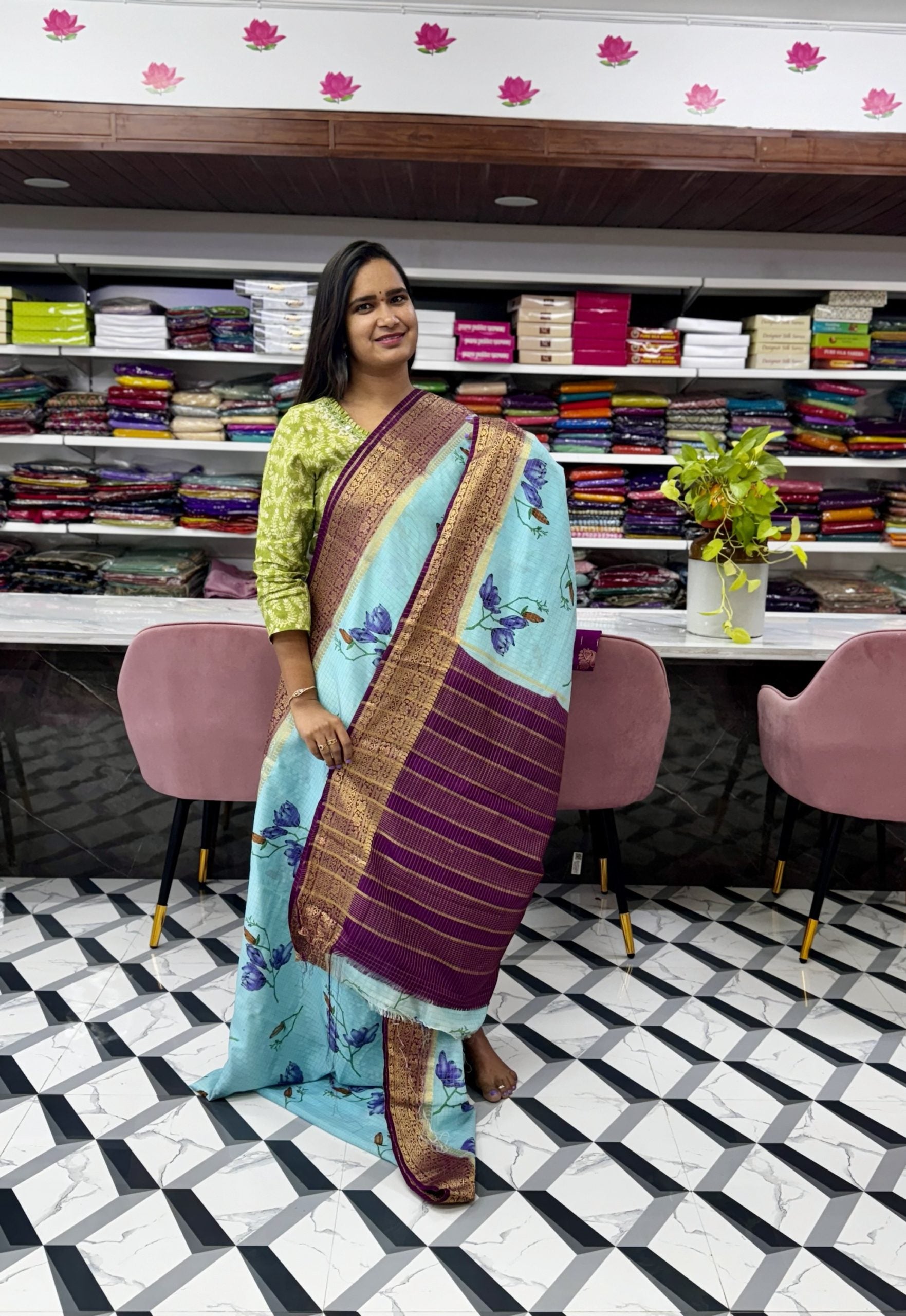 Skyblue Mysore Silk Saree