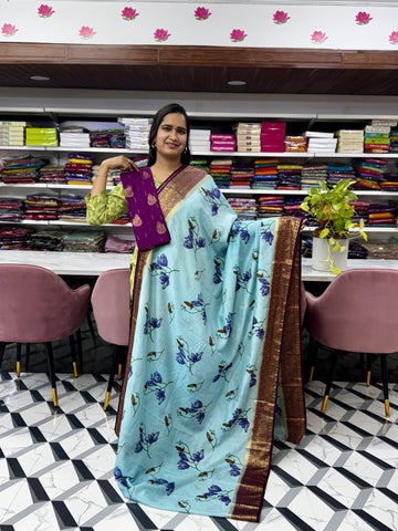 Skyblue Mysore Silk Saree