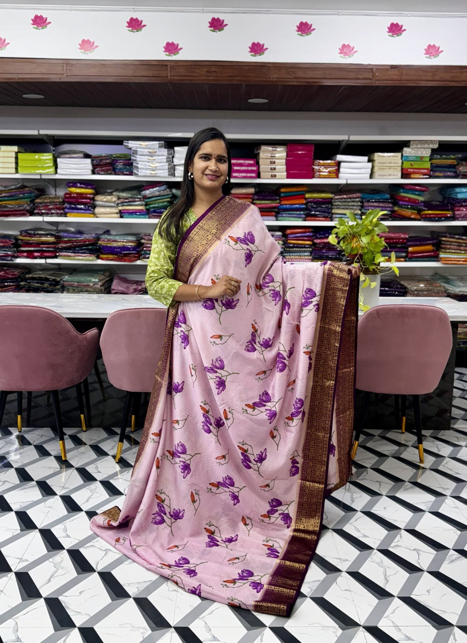 Purple Mysore Silk Saree