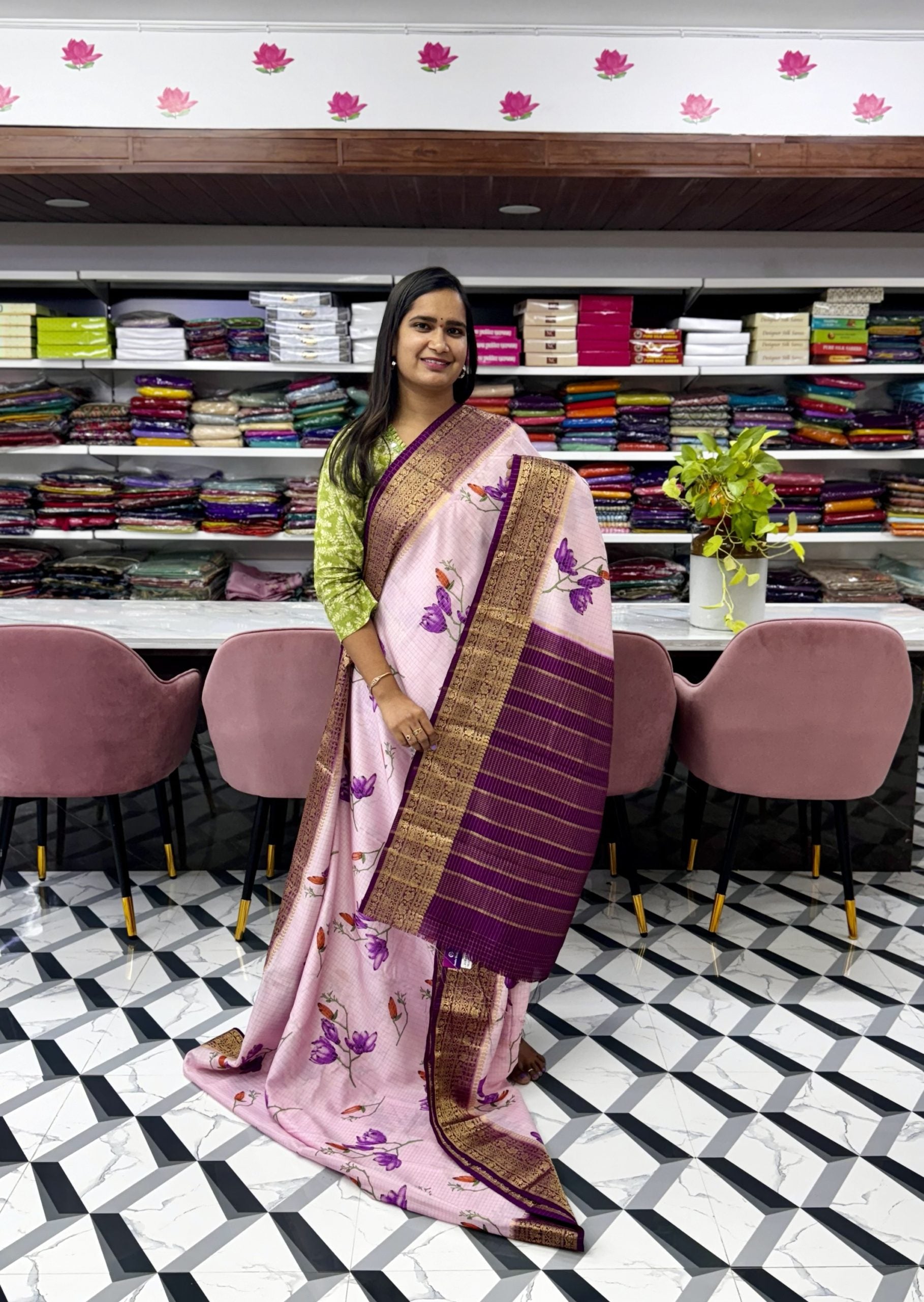 Purple Mysore Silk Saree