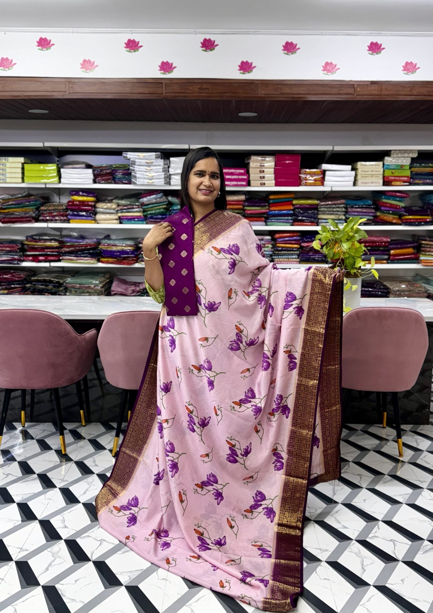 Purple Mysore Silk Saree