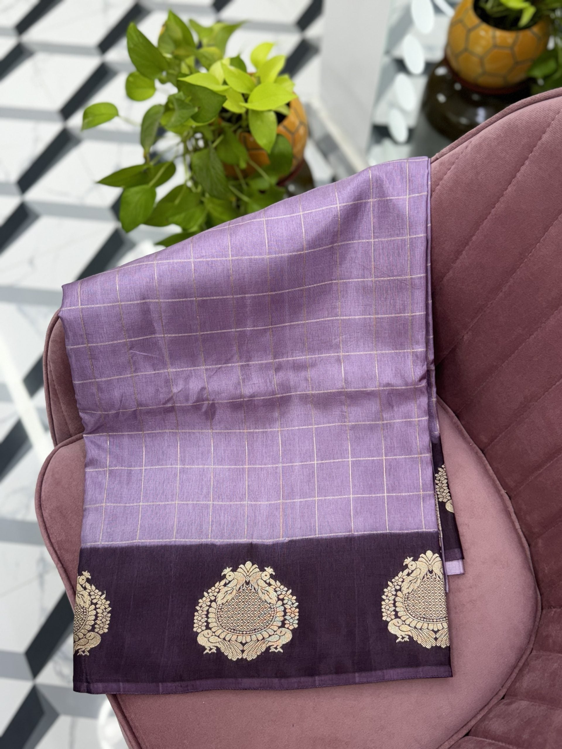 Lavender Munga Silk Saree