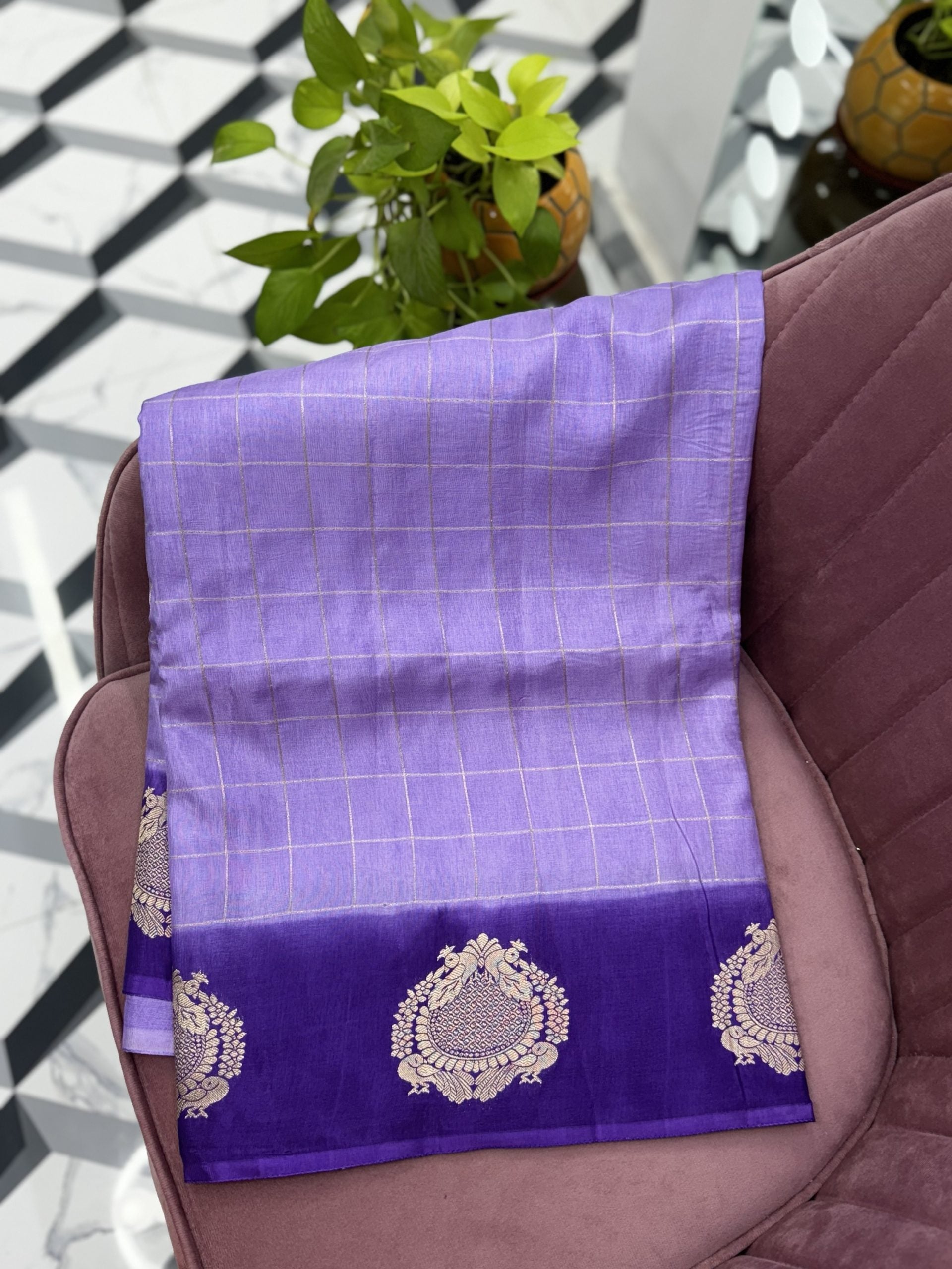 Purple Munga Silk Saree