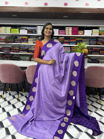 Purple Munga Silk Saree