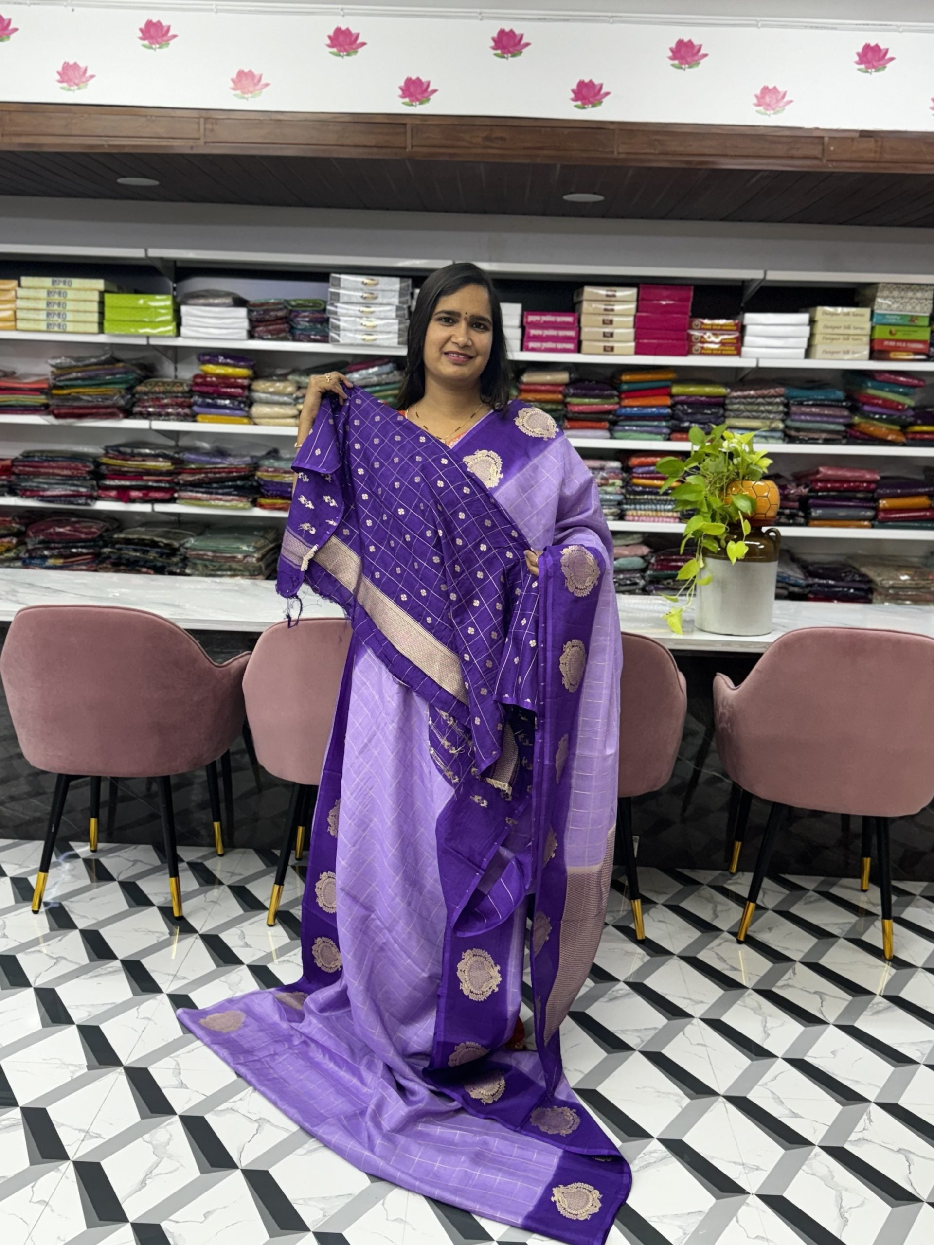 Purple Munga Silk Saree