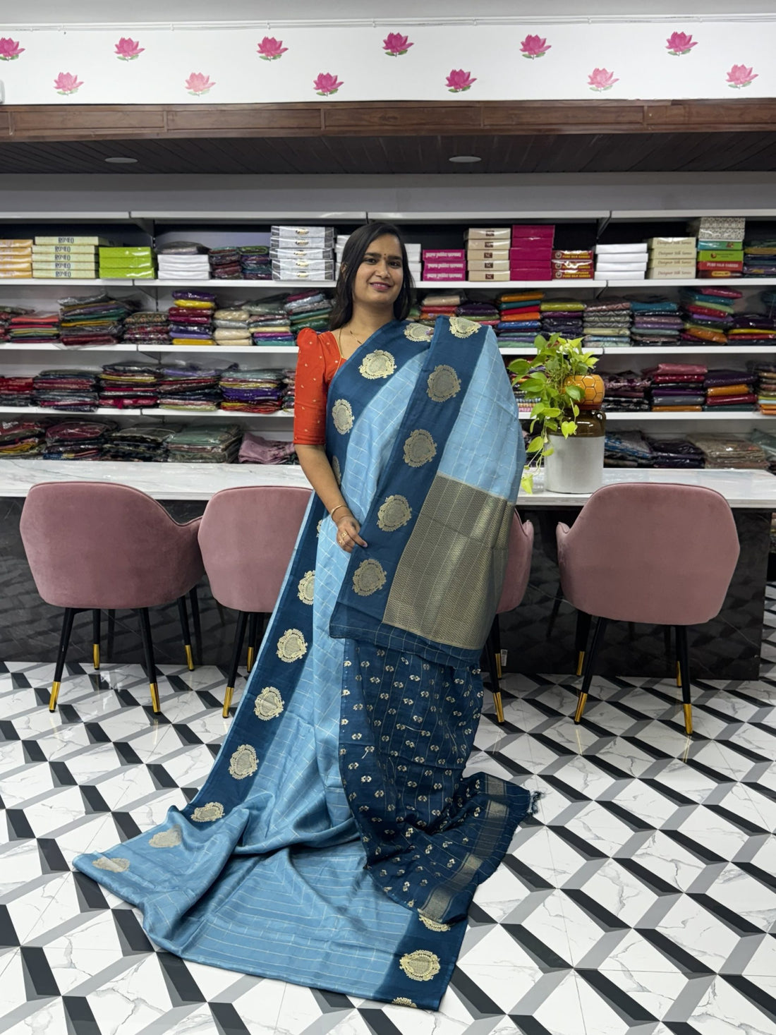 Turquoise Munga Silk Saree