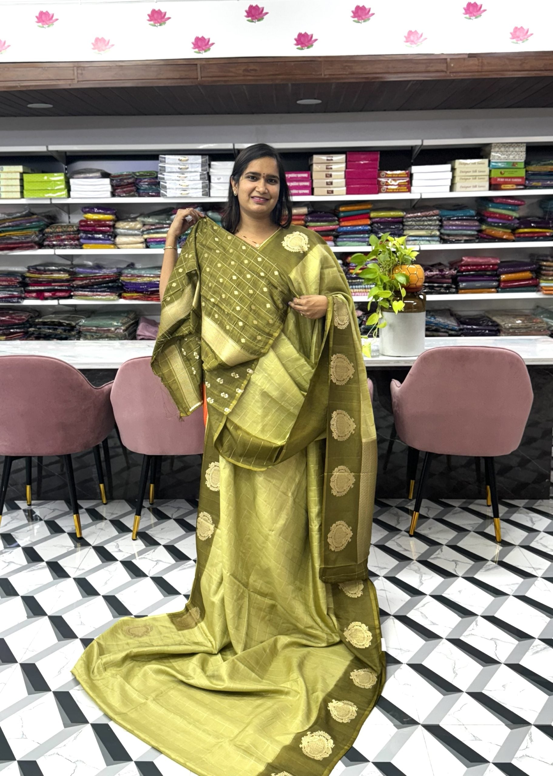 Green Munga Silk Saree