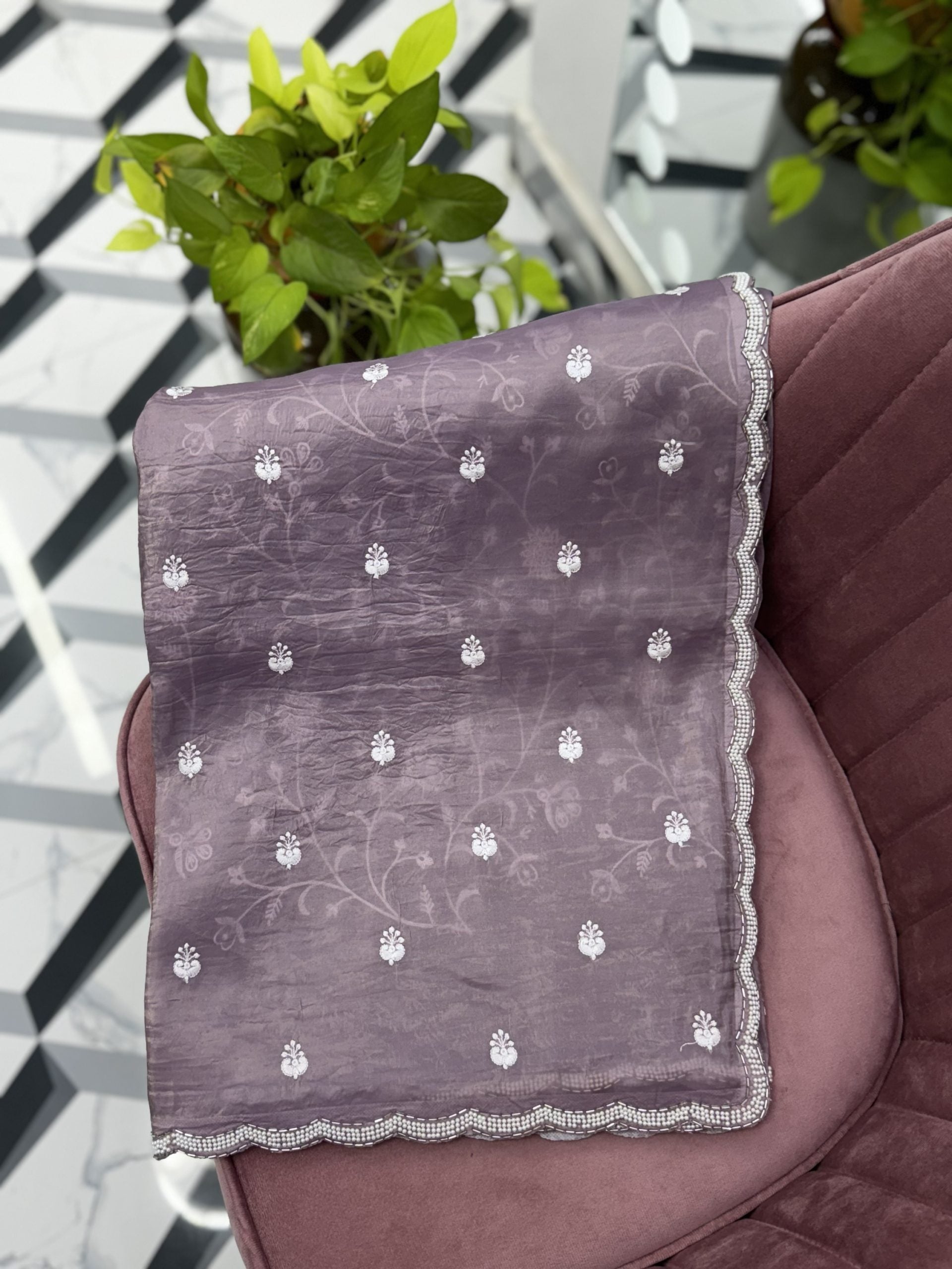 Mauve Tussar Crush Saree