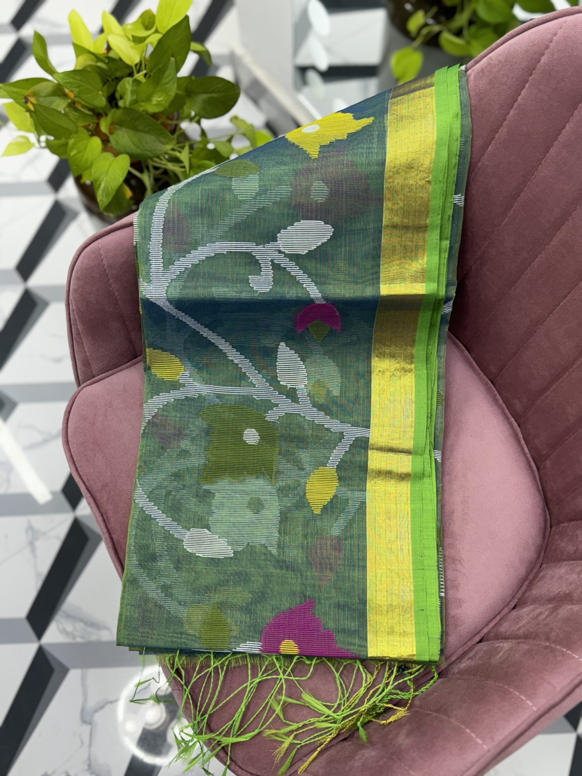 Green Pure Jamdani Saree