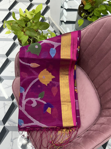 Magenta Pure Organza Saree