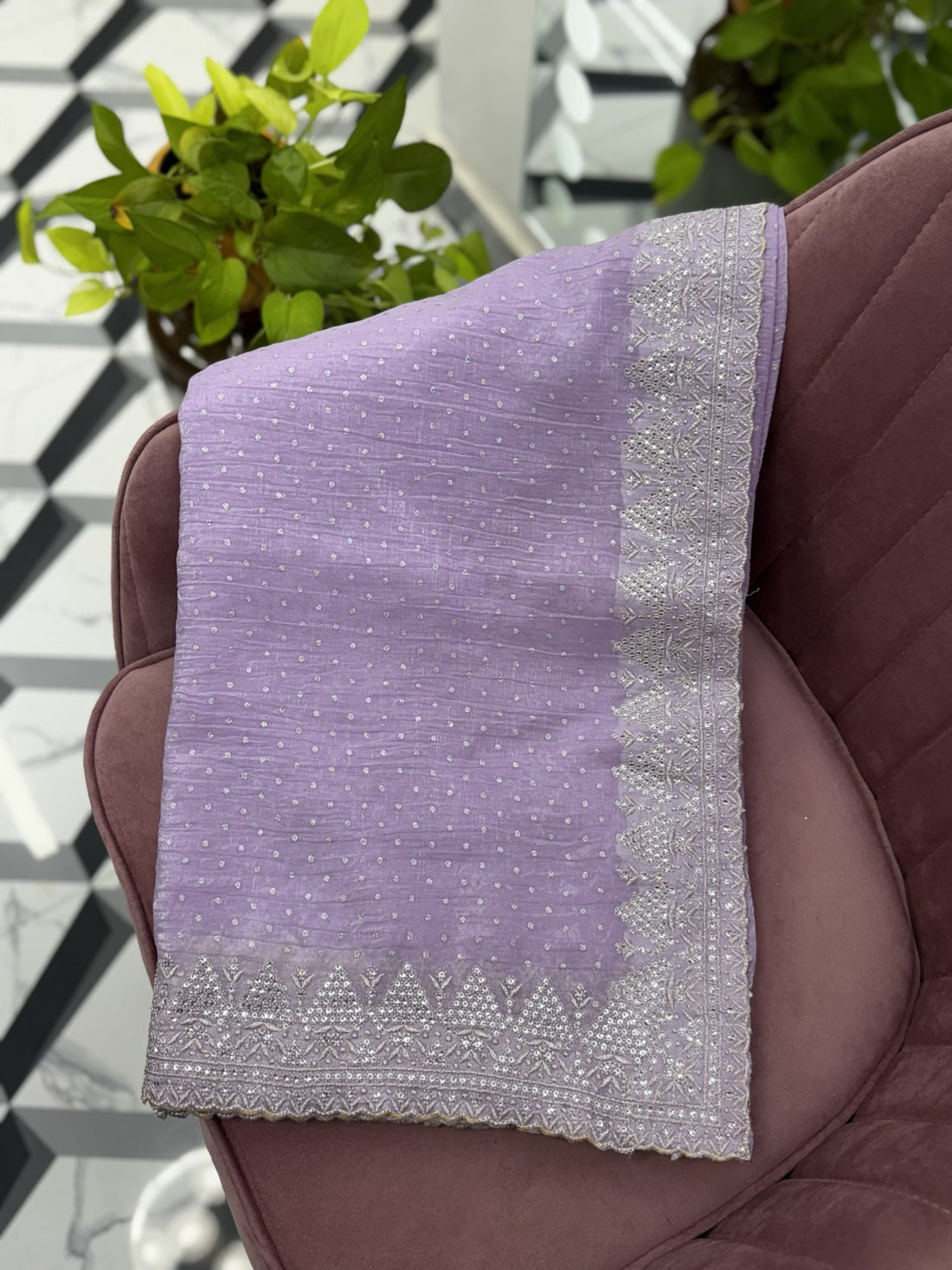 Lavender Fancy Crush Saree