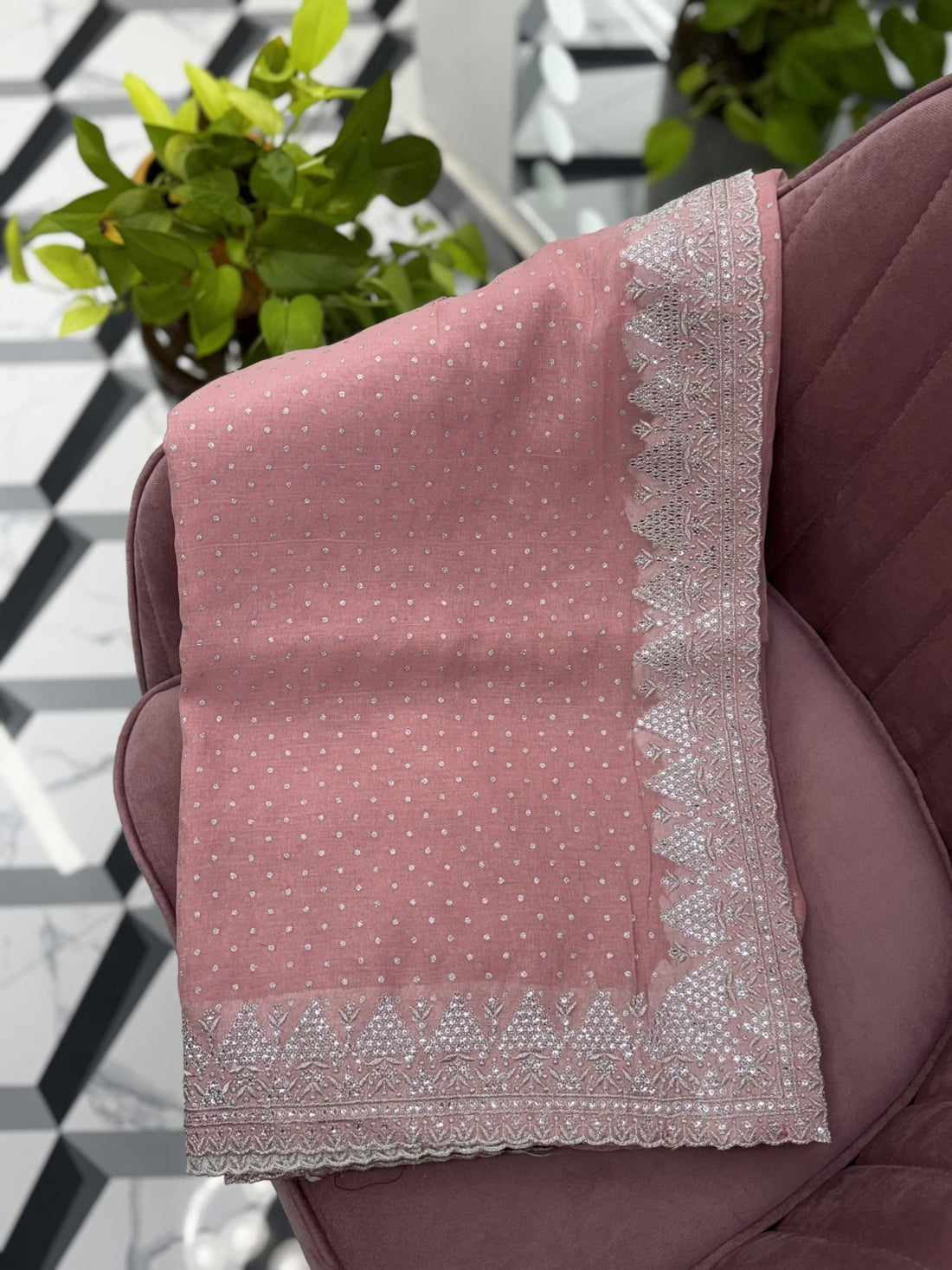 Peach Fancy Crush Saree