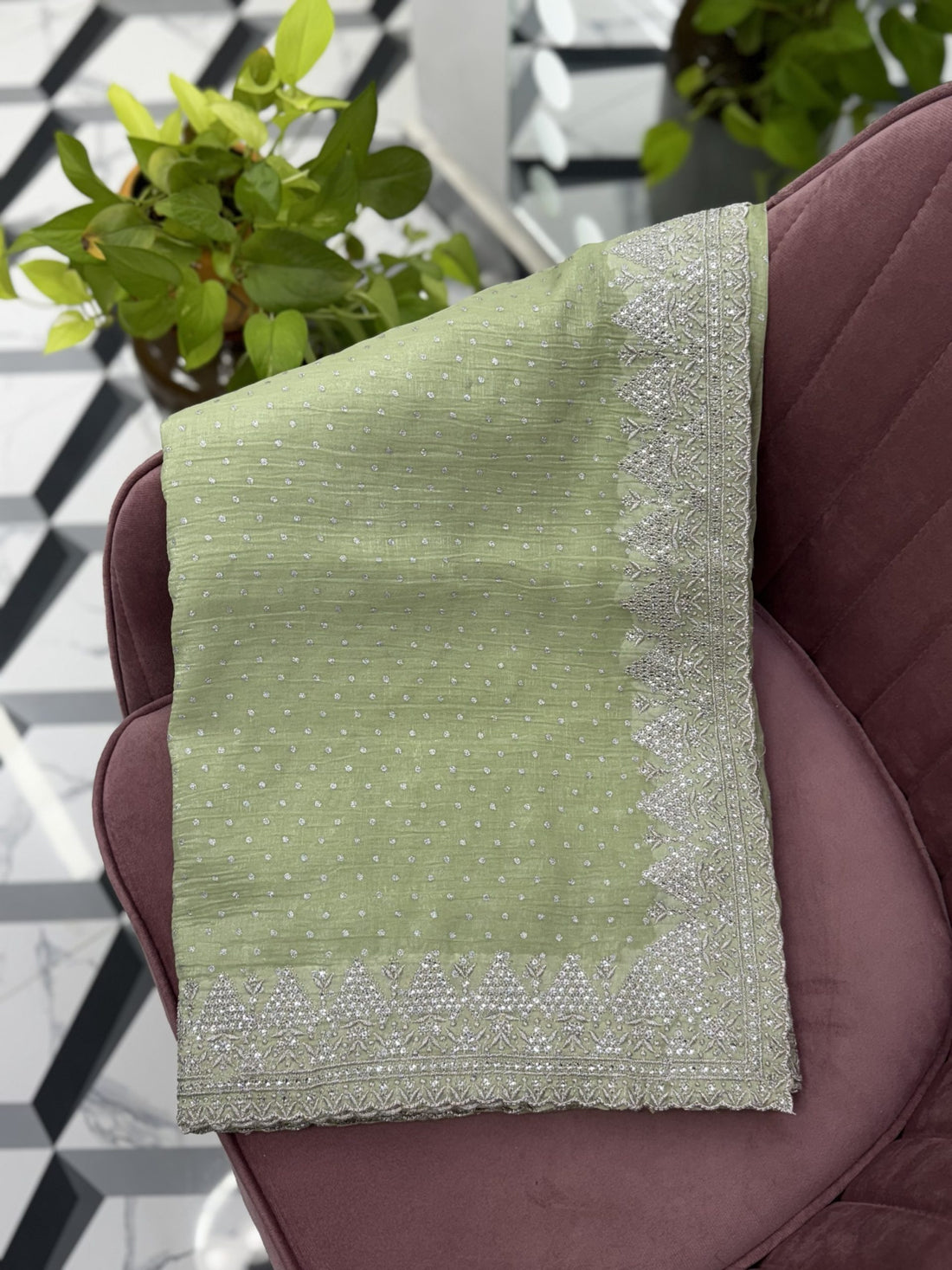 Green Fancy Crush Saree