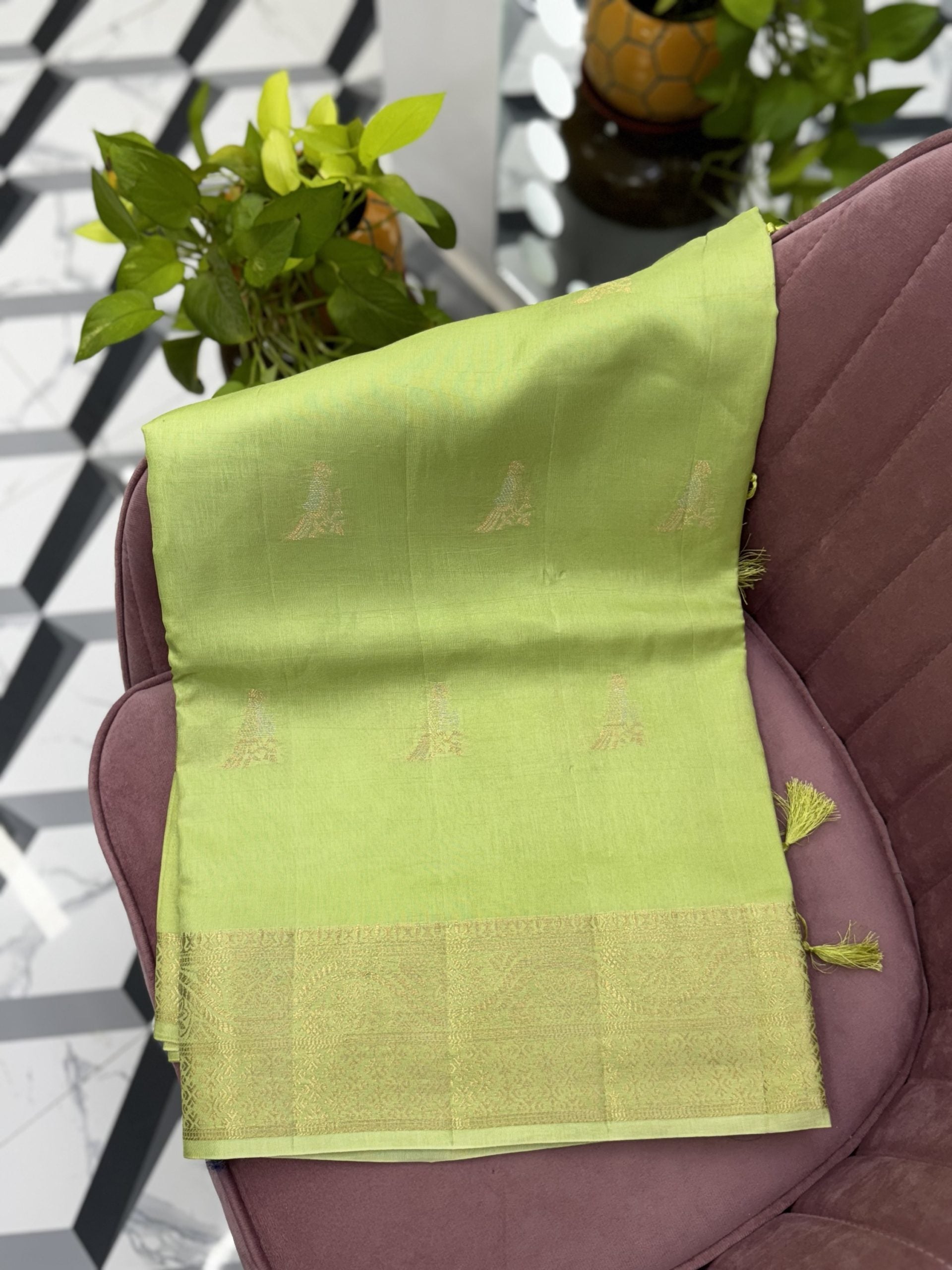 Green Soft Tussar Saree
