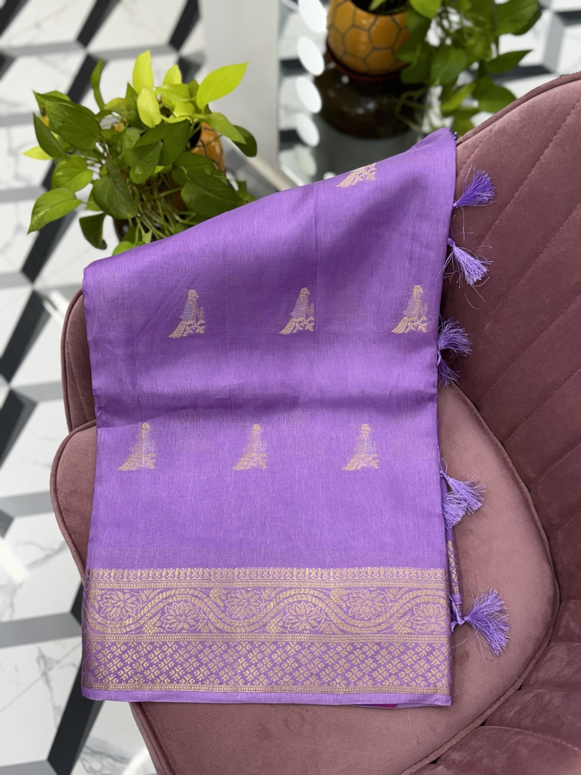 Lavender Soft Tussar Saree